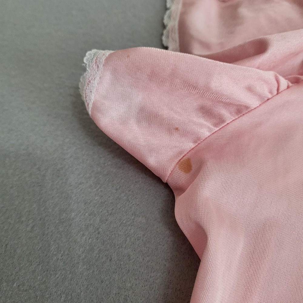 VTG‎ Pink Silky Nylon Satin Long Night Gown Women's Size 26 Made In USA - Picture 10 of 10